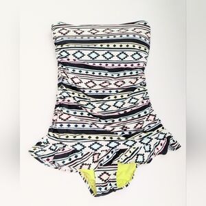 Women's (L) Vibrant Colored Strapless Skirted Swimsuit/Bathing Suit w/Ruching